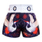 TUFF Muay Thai Boxing Shorts "Navy Blue Japanese Drawing Crane Birds"