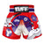 TUFF Muay Thai Boxing Shorts Red Japanese Drawing Crane Birds