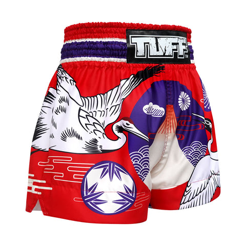 TUFF Muay Thai Shorts Boxing Trunks Traditional Style (TUF-MS639-RED)