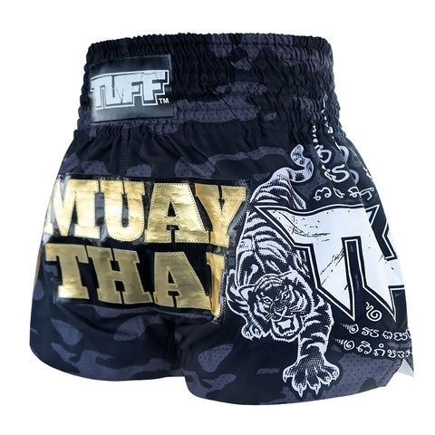 TUFF Muay Thai Shorts Boxing Trunks Traditional Style (TUF-MS640-BLK)