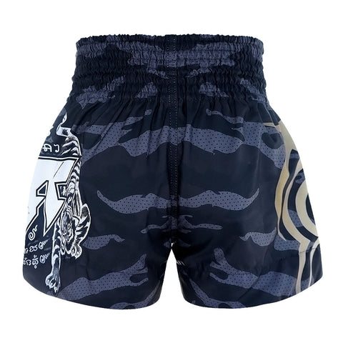 TUFF Muay Thai Shorts Boxing Trunks Traditional Style (TUF-MS640-BLK)