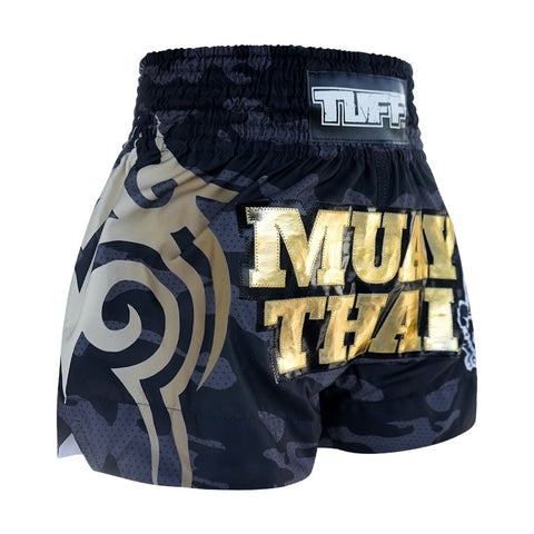 TUFF Muay Thai Shorts Boxing Trunks Traditional Style (TUF-MS640-BLK)