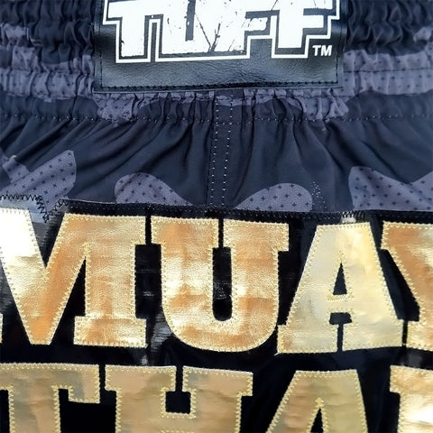TUFF Muay Thai Shorts Boxing Trunks Traditional Style (TUF-MS640-BLK)