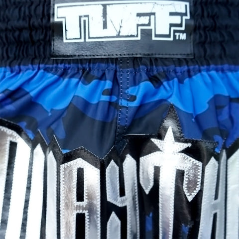 TUFF Muay Thai Shorts Boxing Trunks Traditional Style (TUF-MS640-BLU)