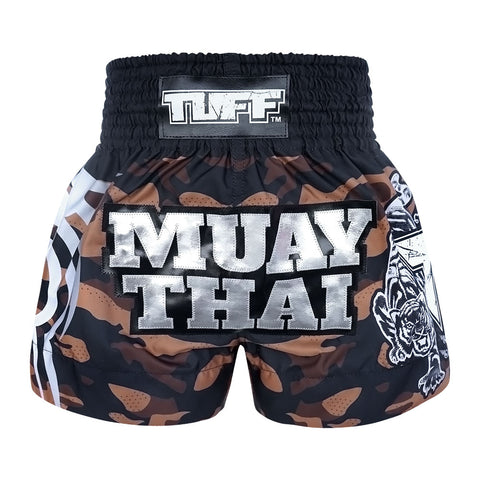 TUFF Muay Thai Shorts Boxing Trunks Traditional Style (TUF-MS640-BRN)