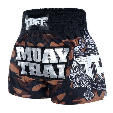 TUFF Muay Thai Shorts Boxing Trunks Traditional Style (TUF-MS640-BRN)