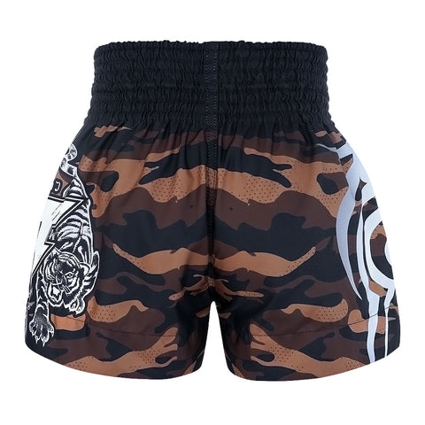TUFF Muay Thai Shorts Boxing Trunks Traditional Style (TUF-MS640-BRN)