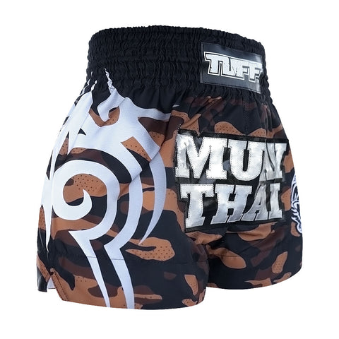 TUFF Muay Thai Shorts Boxing Trunks Traditional Style (TUF-MS640-BRN)