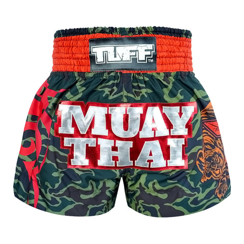 TUFF Muay Thai Boxing Shorts "Green Military Camouflage"