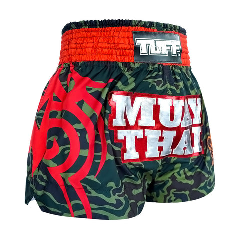 TUFF Muay Thai Boxing Shorts "Green Military Camouflage"