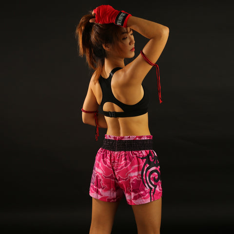 TUFF Muay Thai Shorts Boxing Trunks Traditional Style (TUF-MS640-PNK)