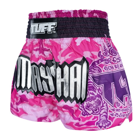 TUFF Muay Thai Shorts Boxing Trunks Traditional Style (TUF-MS640-PNK)