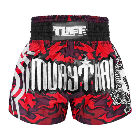 TUFF Muay Thai Shorts Boxing Trunks Traditional Style (TUF-MS640-RED)