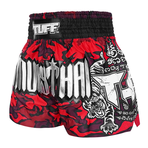 TUFF Muay Thai Shorts Boxing Trunks Traditional Style (TUF-MS640-RED)
