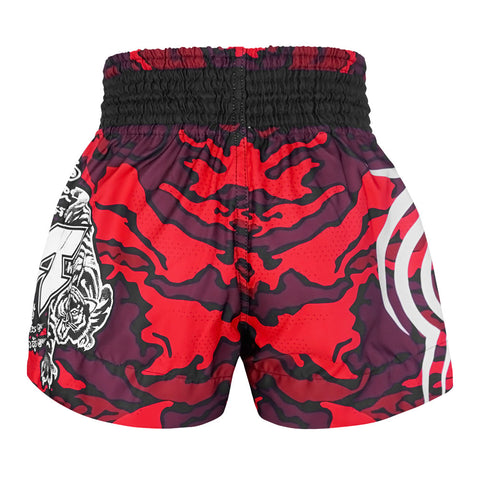 TUFF Muay Thai Shorts Boxing Trunks Traditional Style (TUF-MS640-RED)