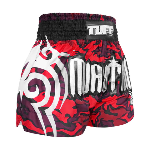 TUFF Muay Thai Shorts Boxing Trunks Traditional Style (TUF-MS640-RED)