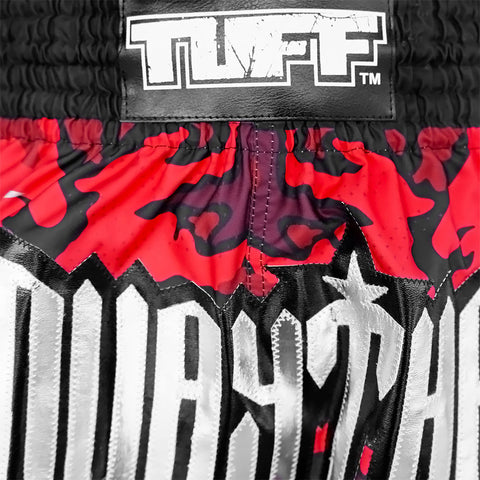 TUFF Muay Thai Shorts Boxing Trunks Traditional Style (TUF-MS640-RED)