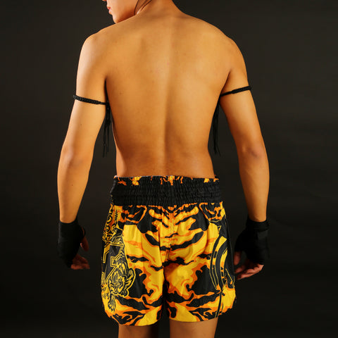 TUFF Muay Thai Shorts Boxing Trunks Traditional Style (TUF-MS640-YLW)