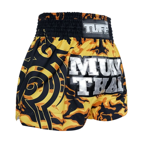 TUFF Muay Thai Shorts Boxing Trunks Traditional Style (TUF-MS640-YLW)