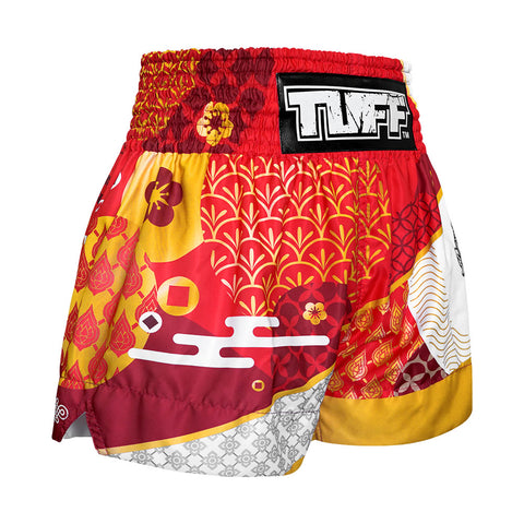 TUFF Muay Thai Shorts Boxing Trunks Traditional Style (TUF-MS653-RED)