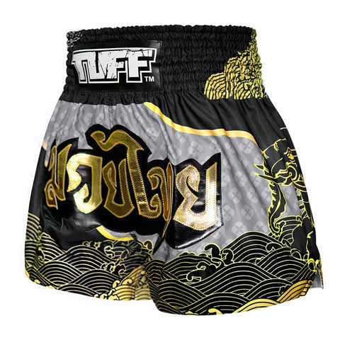 TUFF Muay Thai Shorts Boxing Trunks Traditional Style (TUF-MS654-BLK)