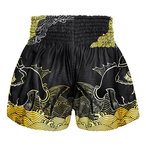 TUFF Muay Thai Shorts Boxing Trunks Traditional Style (TUF-MS654-BLK)
