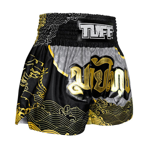 TUFF Muay Thai Shorts Boxing Trunks Traditional Style (TUF-MS654-BLK)