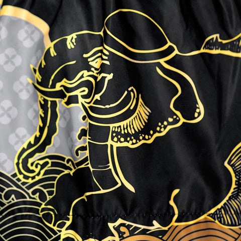 TUFF Muay Thai Shorts Boxing Trunks Traditional Style (TUF-MS654-BLK)
