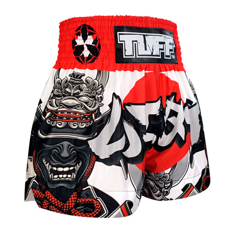 TUFF Muay Thai Shorts Boxing Trunks Traditional Style (TUF-MS659-WHT)