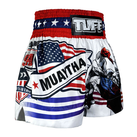 TUFF Muay Thai Shorts Boxing Trunks Traditional Style (TUF-MS663-WHT)