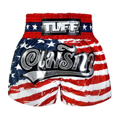 TUFF Muay Thai Shorts Boxing Trunks Traditional Style (TUF-MS664-RED)