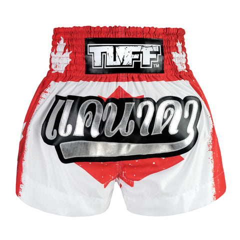 TUFF Muay Thai Shorts Boxing Trunks Traditional Style (TUF-MS665-WHT)