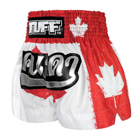 TUFF Muay Thai Shorts Boxing Trunks Traditional Style (TUF-MS665-WHT)