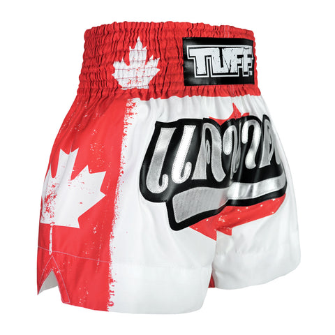 TUFF Muay Thai Shorts Boxing Trunks Traditional Style (TUF-MS665-WHT)