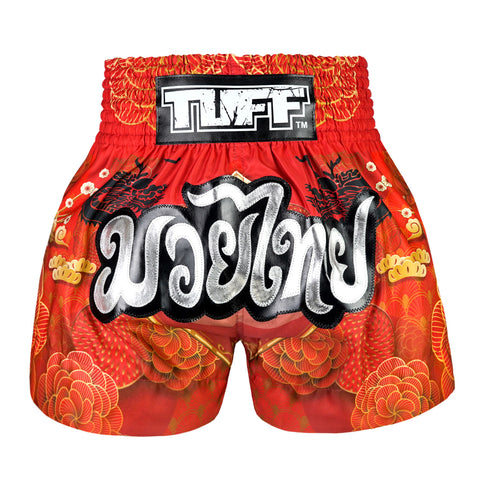 TUFF Muay Thai Shorts Boxing Trunks Traditional Style (TUF-MS669-RED)