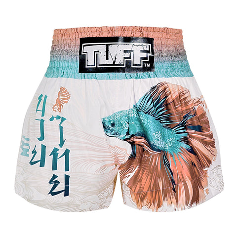 TUFF Muay Thai Shorts Boxing Trunks Traditional Style (TUF-MS671-WHT)