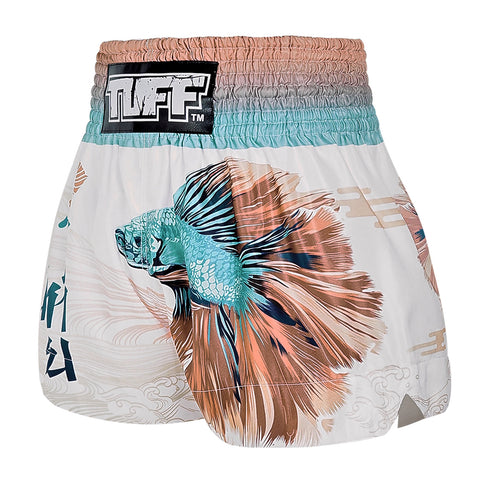TUFF Muay Thai Shorts Boxing Trunks Traditional Style (TUF-MS671-WHT)