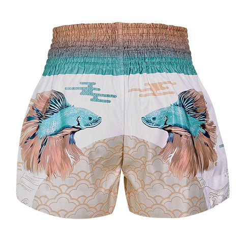 TUFF Muay Thai Shorts Boxing Trunks Traditional Style (TUF-MS671-WHT)