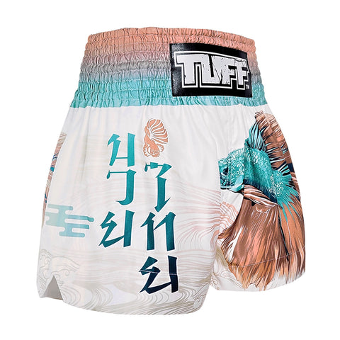 TUFF Muay Thai Shorts Boxing Trunks Traditional Style (TUF-MS671-WHT)