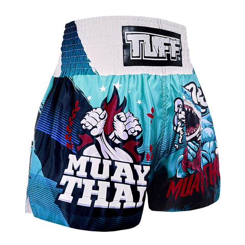 TUFF Muay Thai Shorts Boxing Trunks Traditional Style (TUF-MS673-BLU)