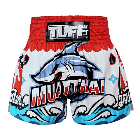 TUFF Muay Thai Shorts Boxing Trunks Traditional Style (TUF-MS674-WHT)