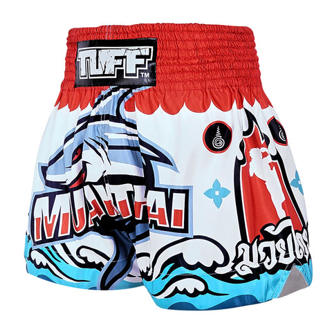 TUFF Muay Thai Shorts Boxing Trunks Traditional Style (TUF-MS674-WHT)
