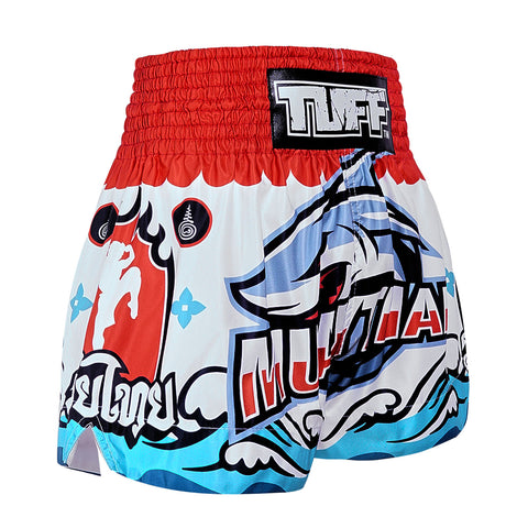 TUFF Muay Thai Shorts Boxing Trunks Traditional Style (TUF-MS674-WHT)
