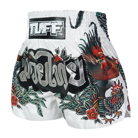TUFF Muay Thai Shorts Boxing Trunks Traditional Style (TUF-MS677-WHT)