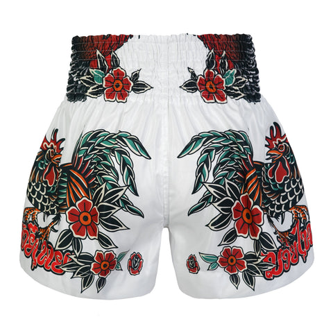 TUFF Muay Thai Shorts Boxing Trunks Traditional Style (TUF-MS677-WHT)