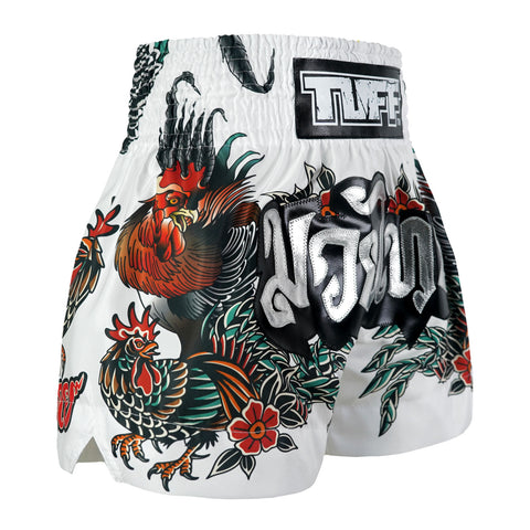 TUFF Muay Thai Shorts Boxing Trunks Traditional Style (TUF-MS677-WHT)