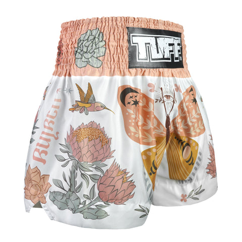 TUFF Muay Thai Shorts Boxing Trunks Traditional Style (TUF-MS678-WHT)