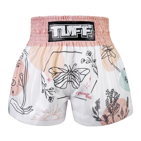 TUFF Muay Thai Shorts Boxing Trunks Traditional Style (TUF-MS680-WHT)