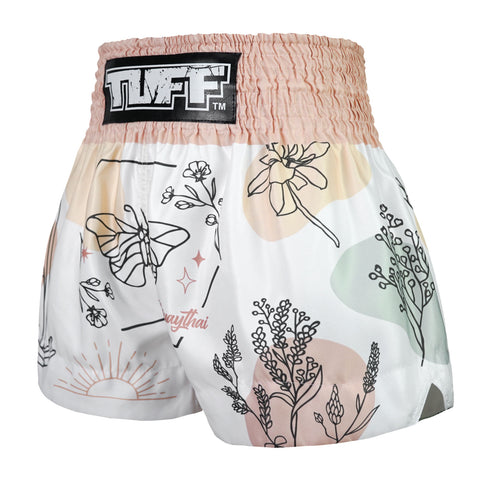 TUFF Muay Thai Shorts Boxing Trunks Traditional Style (TUF-MS680-WHT)