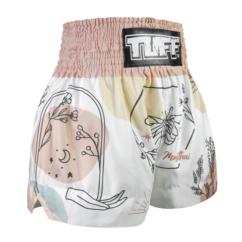 TUFF Muay Thai Shorts Boxing Trunks Traditional Style (TUF-MS680-WHT)